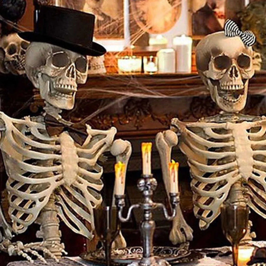 Full livsstorlek halloween poseable dekoration party prop new halloween skelett semester diy dekorationer