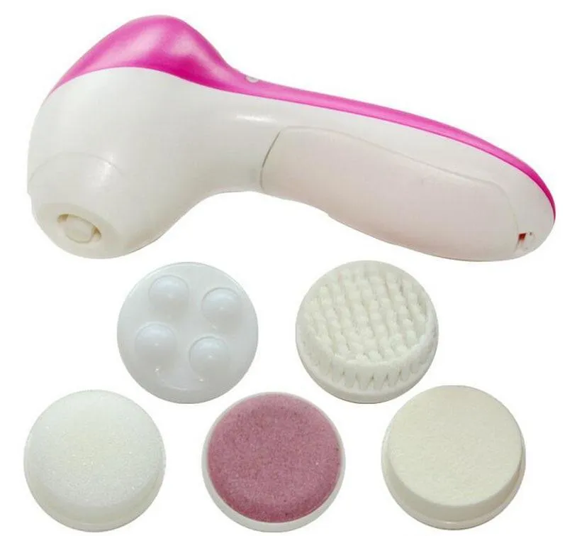 2021 Mini Skin Beauty Massager Brush 5 in 1 Electric Wash Face Machine Facial Pore Cleaner Body Cleaning Massage Free