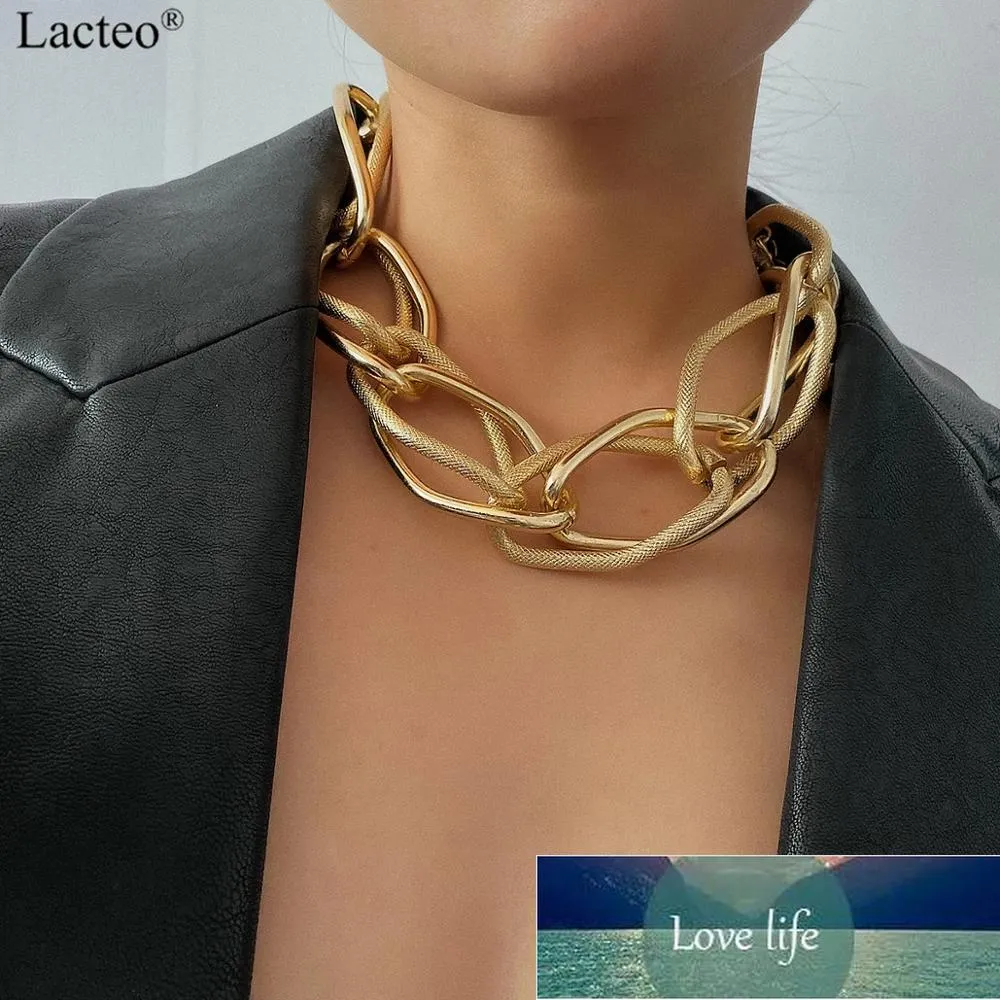 Lacteo Punk Multi Layered Golden Chain Choker Necklace Jewelry for Women Hip Hop Big Thick Chunky Clavicle Chain Charm Necklace