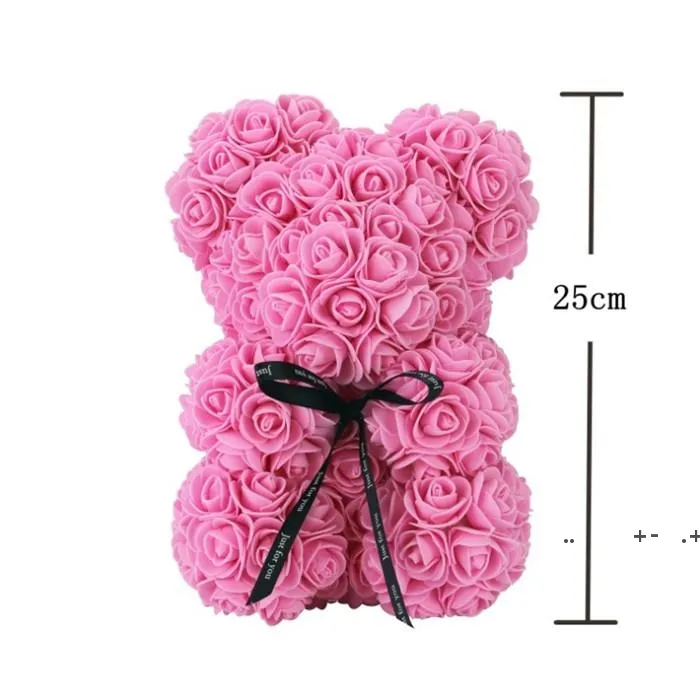 Rose Teddy Bear Fiori di sapone artificiale per le madri Regalo Fidanzata Anniversario Natale San Valentino Regalo di compleanno FWE9440