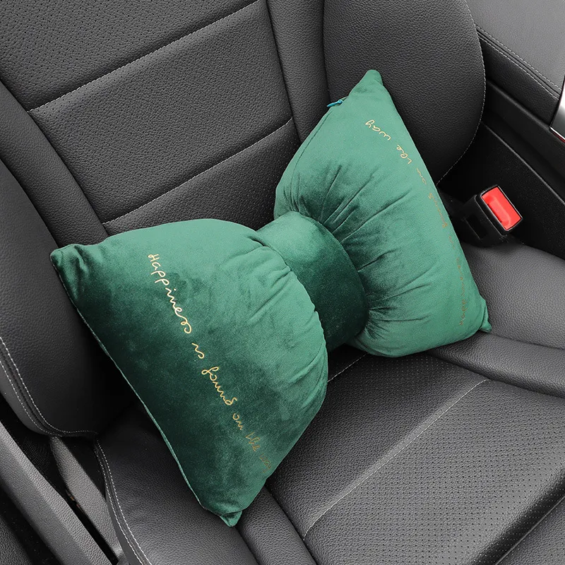 Fashion Bow Car Seat Rest Cushion nackstöd Bil Neckkuddar Mjuk sammet huvudstöd Neckkudde Cervical Spine Protection Cushion