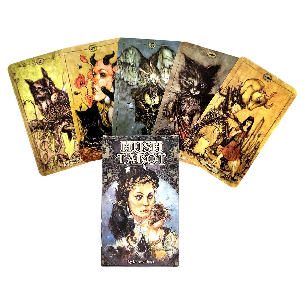 Новые Hush Tarot Cards и PDF Руководящие деления Палуба Развлечения Вечеринки Настольная игра Поддержка падения Доставка 78 шт / коробка