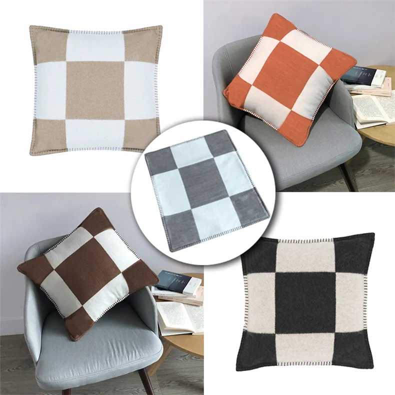 Luxe Zachte Kasjmier Kussen Trendy Home Wol Square Kussen Slaapbank Gebreide kussens Cover Decoratieve kussens