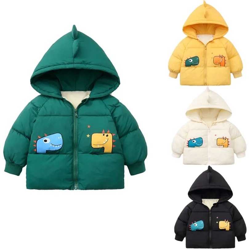 Winter Parkas Kids Cotton Jackets For Girls Warm Thick Velvet Coats Children's Down Coat Baby Cartoon Outerwear Boys Overcoat 211222