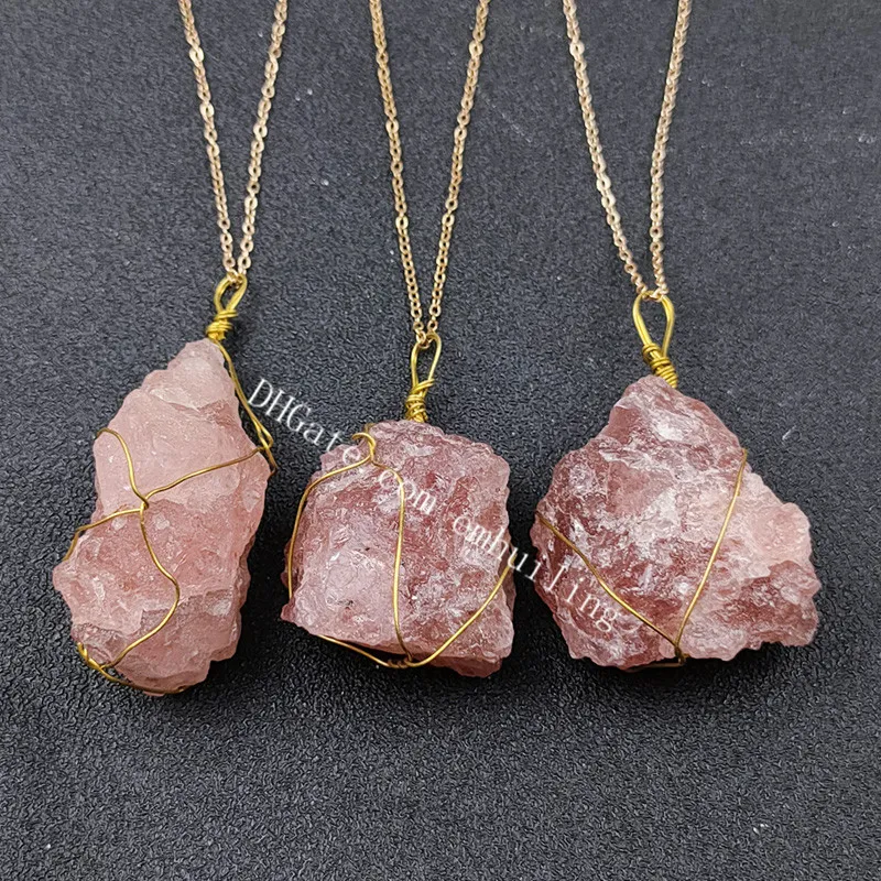 Buy TUMBEELLUWA Natural Gemstone Necklace Braided Irregular Raw Stone  Healing Crystal Rough Pendant for Women,Rose Quartz at Amazon.in