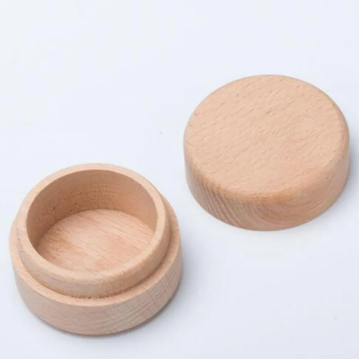 Beech Wood Small Round Storage Box Retro Vintage Ring Box for Wedding Natural Wooden Jewelry Case LX2017