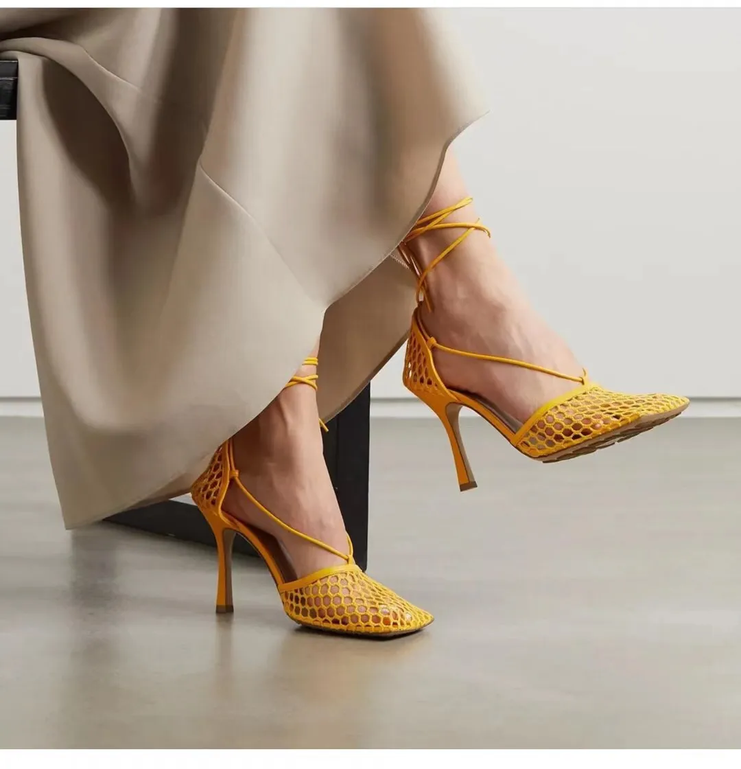 Top Quality Women shoes Fashion Designer Heels Cut-Outs Plain Toe Genuine Leather Sandals With Original Box 7.5cm