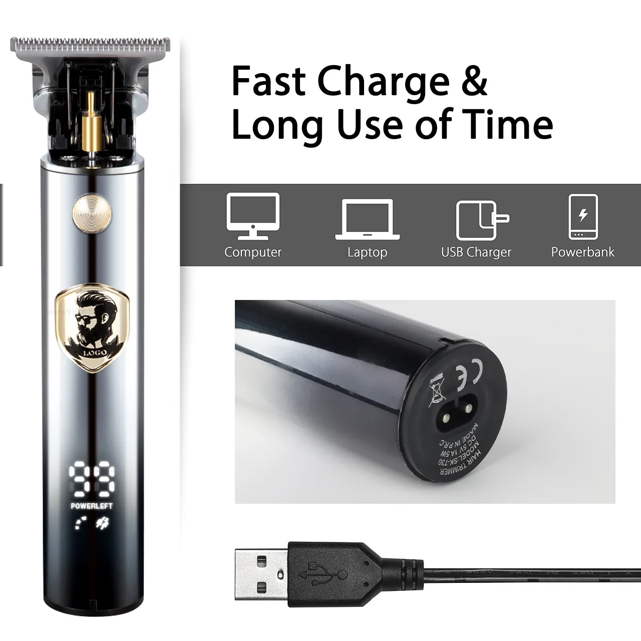 2022 nouvelle tondeuse à cheveux électrique USB Rechargeable 0mm rasoir tondeuse à barbe professionnel hommes Machine de découpe de cheveux salon de coiffure