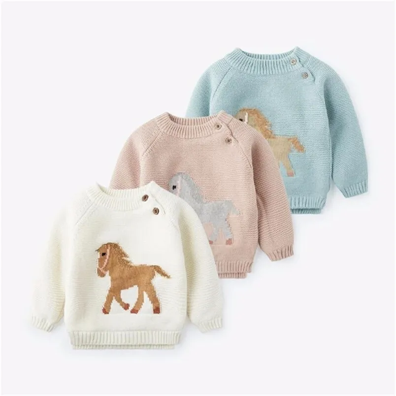 Baby Barn varm tröja för tjejer pojkar kläder barns tecknad plysch tjock stapel stickning pullover 211201