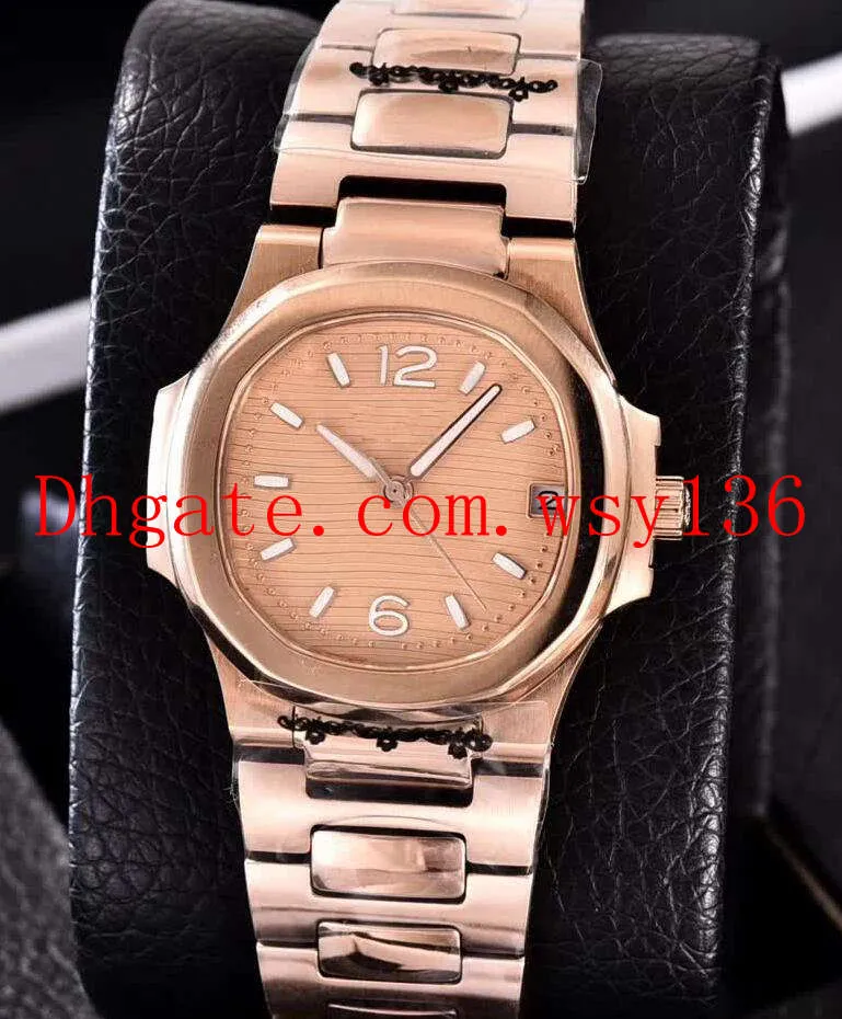 6色の女性ファッション時計18Kイエローゴールドクォーツ移動7010R-011 35mm女性の腕時計