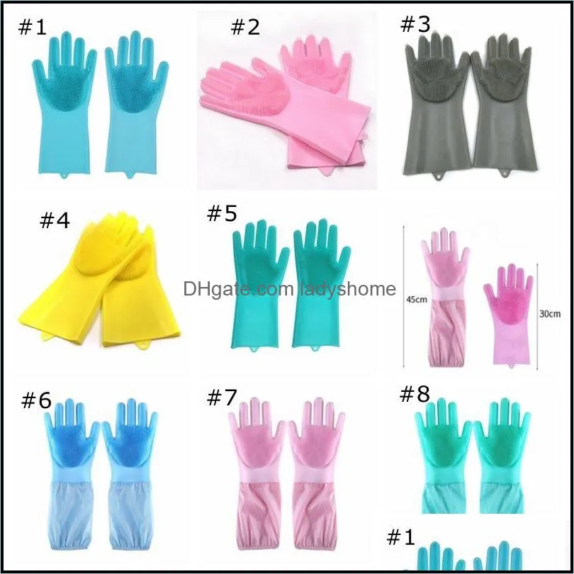 Dishwashing Gloves silicone Gloves Cleaning Brush Scrubber Silicone Kitchen Gloves Heat Resistant for Cleaning Car Pet Hair Care