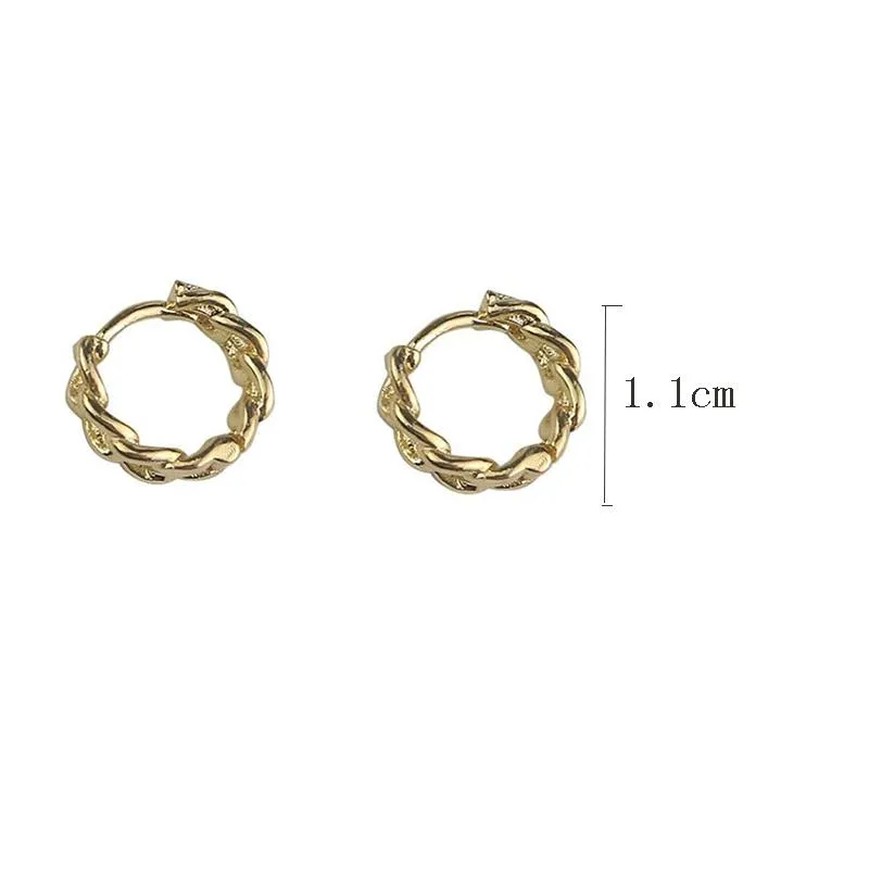 Rhinestone Small Piercing Chain Round Hoop Earrings For Women Cute Circle Ear Ring Female Fashion Jewelry Brincos & Huggie2654