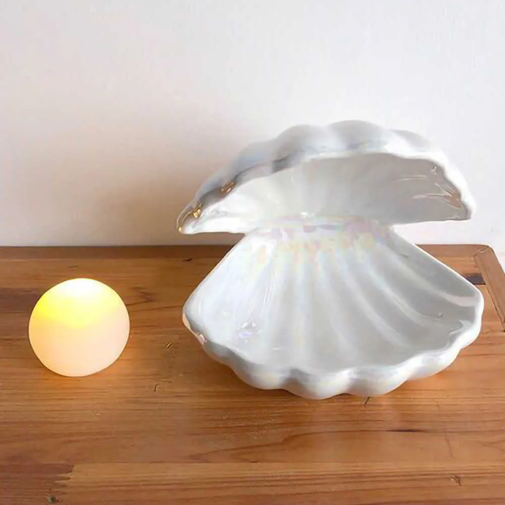 Pearl White Fantasy Ceramic Shell Lamp With Pearl Powder Finish Unique Mermaid Decor Night Light Gift And Desktop Storage Decoration 2024 From Misihan08 22.03 DHgate.Com
