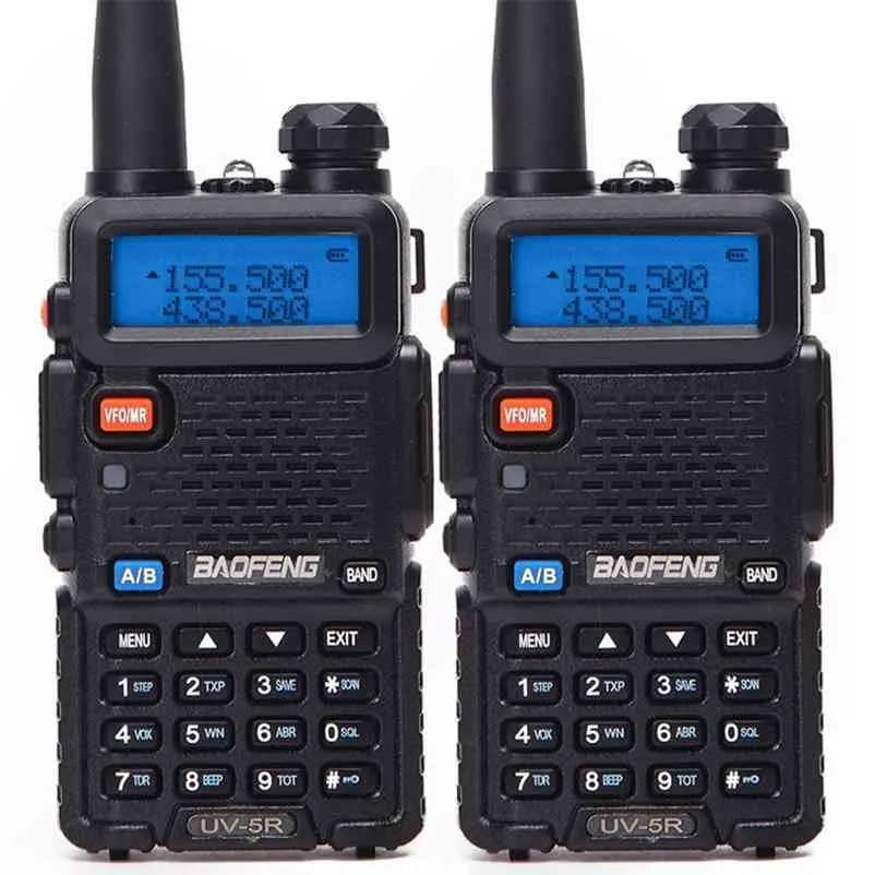 1 ° 2PCS BAOFENG BF-UV5R HAM Radio Portable Walkie Talkie POFUNG UV-5R 5W VHF / UHF Dual Band Two Way UV 5R CB 210817