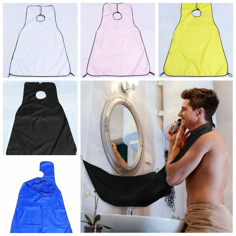 Articoli per la toilette Barba Bavaglino Rasatura Moda Grembiule strumento Catcher Tinta unita Ritagli di capelli Uomini impermeabili Bagno Cape Cloth Conveniente