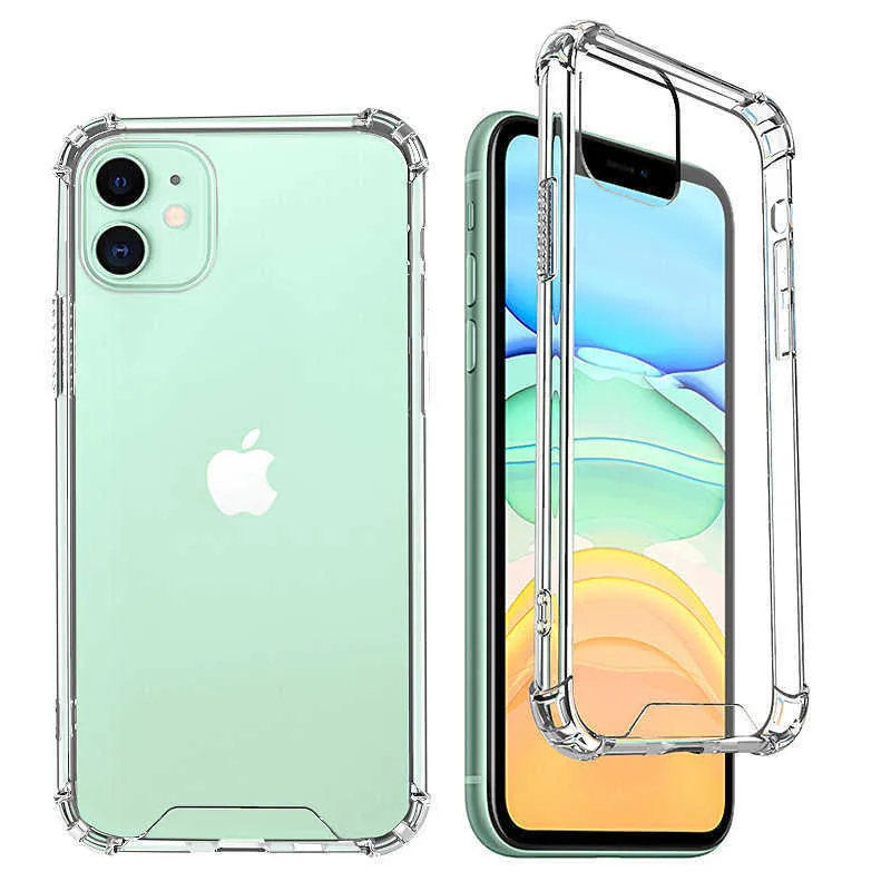 Iphone 11 Pro最大12ミニXS XR X 6 7 8 Plus SEサムスンギャラクシーS20 S21 Ultra A12 A52 A72 Z Flipのための1.5mmクリアアクリルTPUハード電話ケース