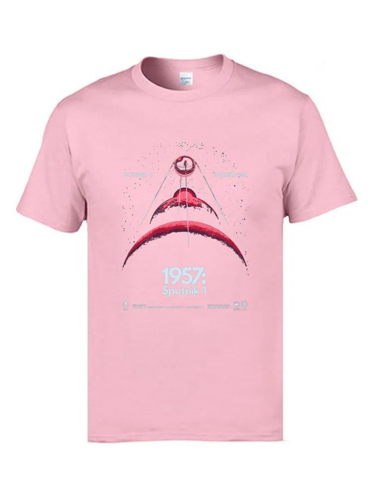 Crewneck 1957 Sputnik 1 8479 100% Cotton Fabric Men Top T-shirts Customized Short Sleeve Tops Shirts Cute Summer T Shirts 1957 Sputnik 1 8479 pink