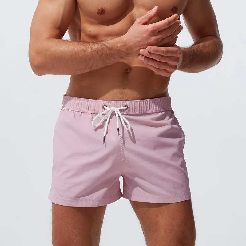 Herren Bademode Sommer Strand Stil Männliche Shorts Atmungsaktive Einfarbig Fitness Board Hosen Homme Schwimmen Kurze Lose Badehose Surfen für Männer