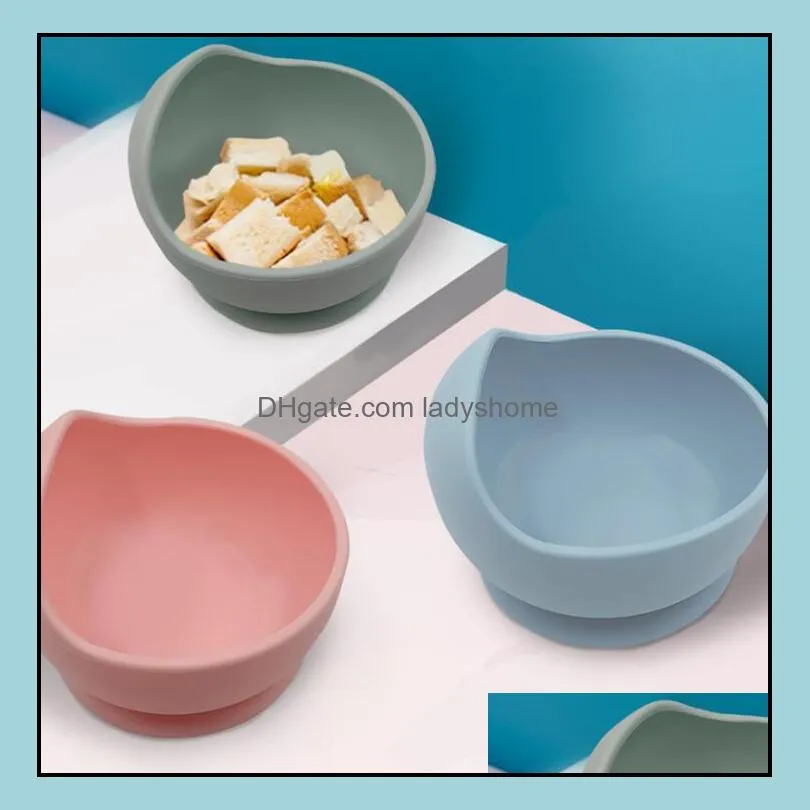 Baby Silicone Bowl Spoon Maternal Infant Feeding Cutlery Suction Cup Complementary Food Bowl Drop Proof Silicone Bowl Set HWE6081