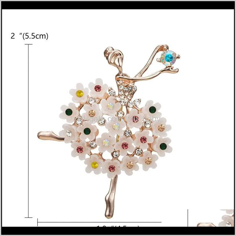  2 styles crystal ballet dancer brooch pins trendy girl jewelry ballerina deco accessory lapel pin corsage for women