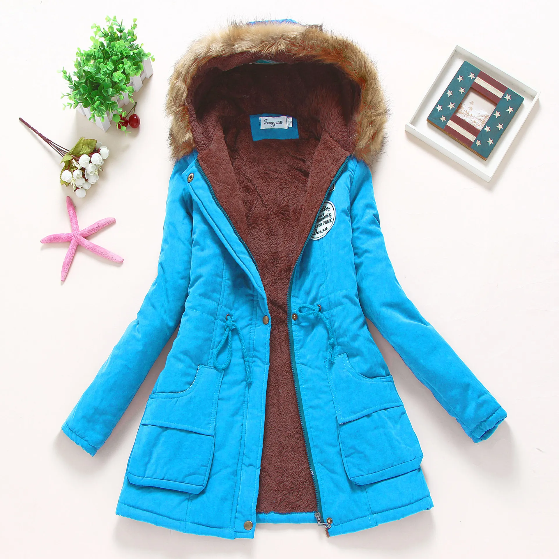 새로운 겨울 여성 자켓 중간 긴 두꺼운 outwear 후드 워드 와이드 코트 슬림 파카 코튼 패딩 자켓 오버 코트