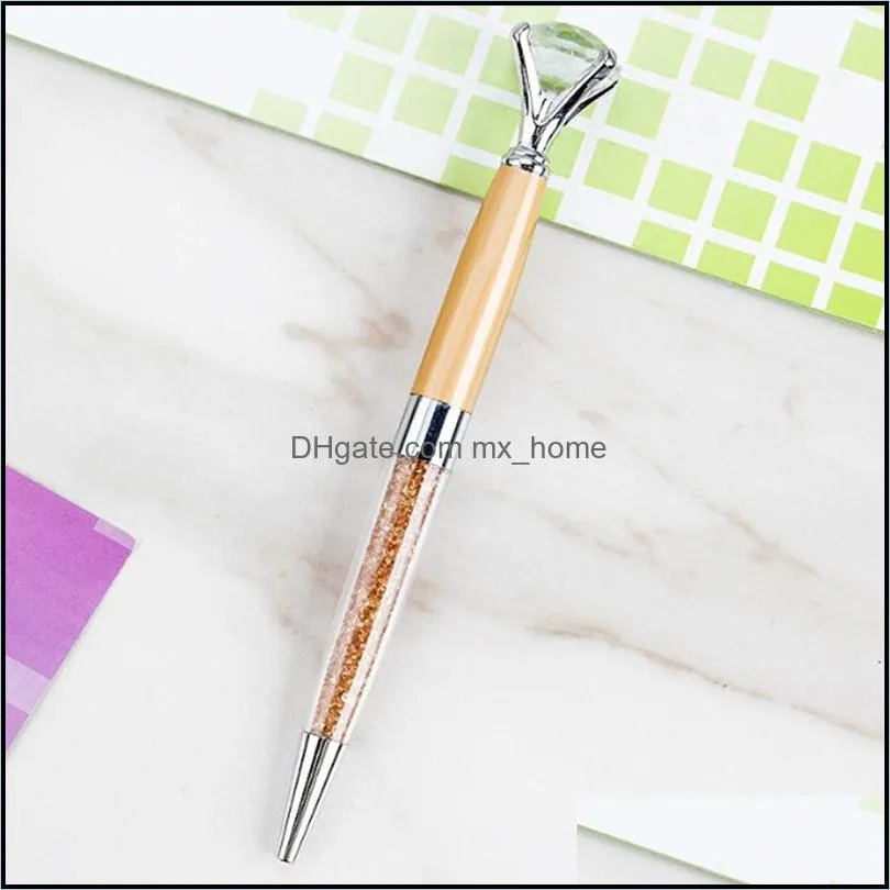 Colorful Diamond Pen Big Crystal Ballpoint Pens Stationery Ballpen Oily Rotate Twisty Black Refill 12 Colors