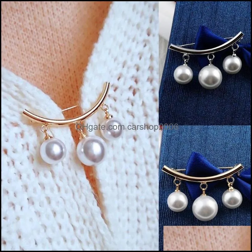 Pins, Brooches Fashion Faux Pearl Dangle Beads Collar Lapel Brooch Pin Clothes Jewelry Decor Christmas Gift