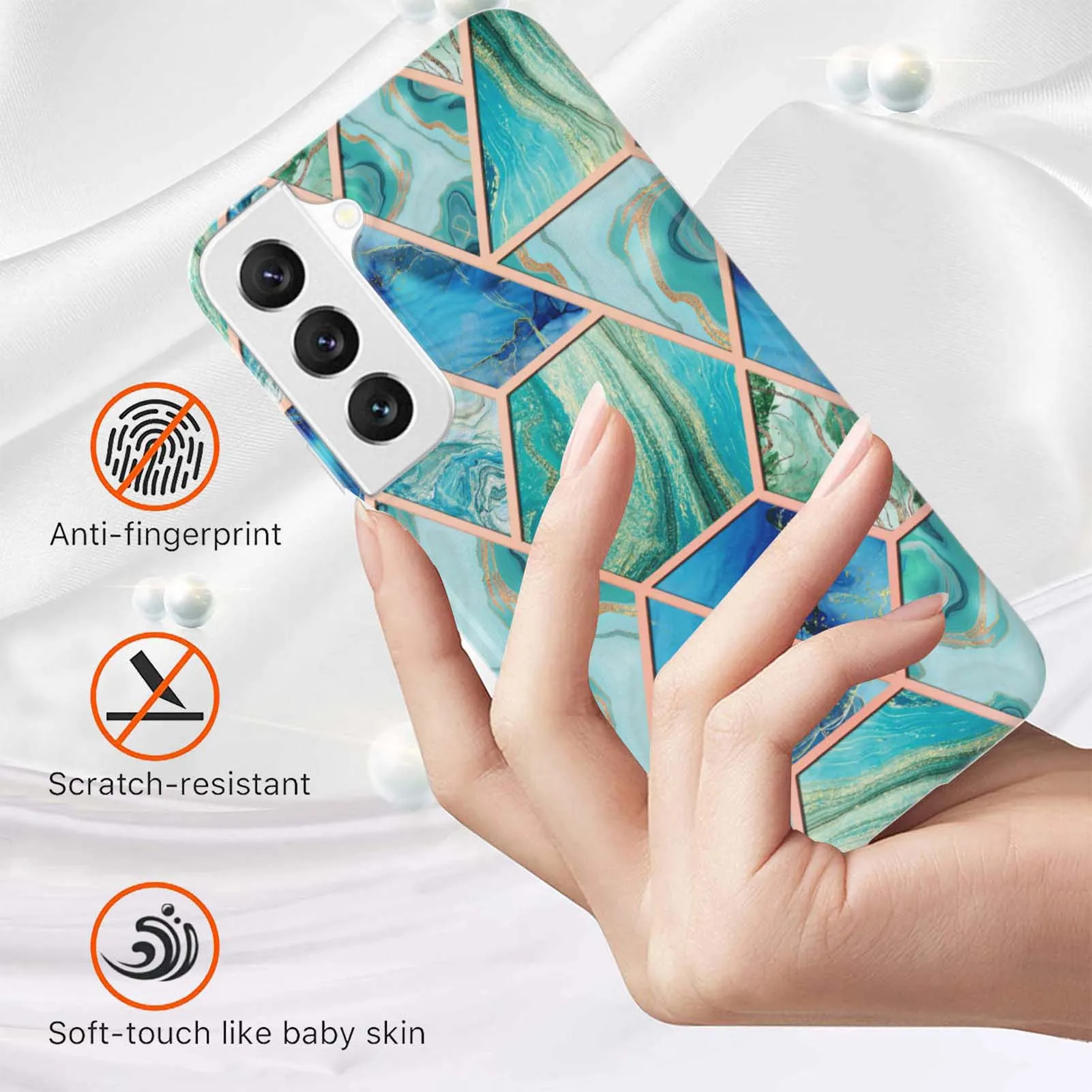 Мода Цветок Мраморный Мягкий IMD TPU Чехлы Для Samsung S22 Ultra Plus  Примечание 20 A03S 166 Galaxy A73 5G A33 A53 A13 Bling Golden Line Chrome  Металлическая Геометрия Каменный Телефон Кожа От