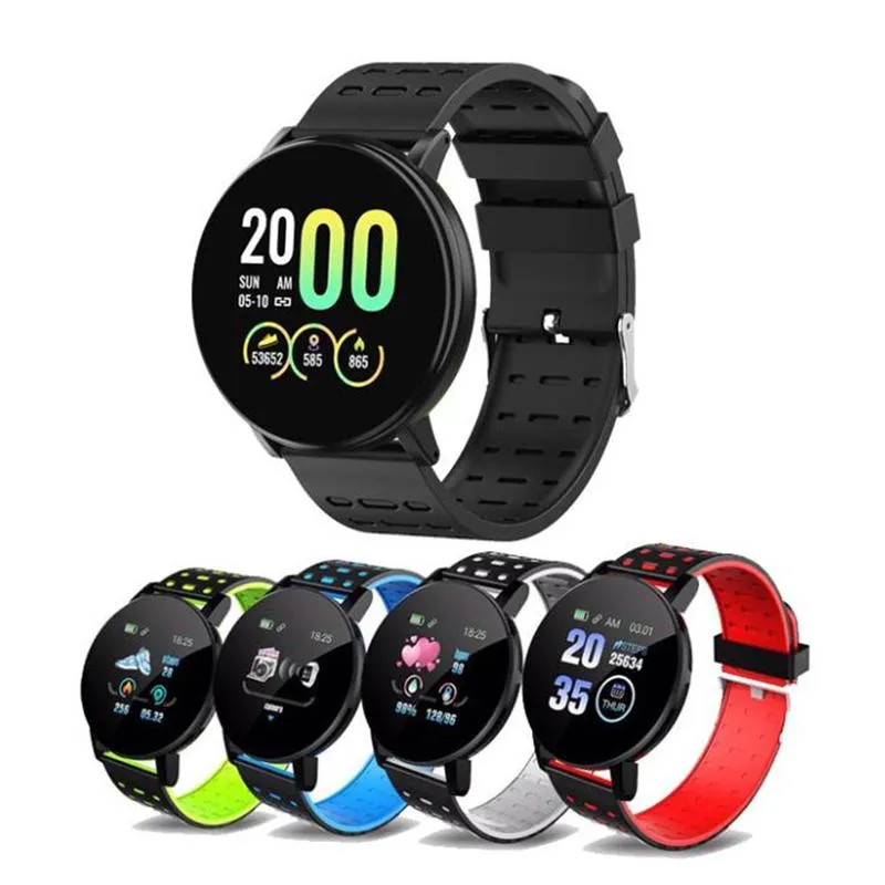 119 mais pulseira inteligente pulseira smartband com pressão arterial taxa de cor coração impermeável tela de cor esporte smartwatch fitness rastreador
