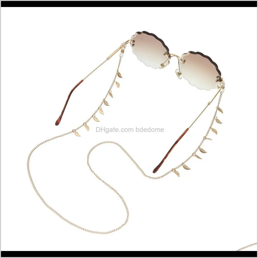 eyeglasses chain leaf pendant metal chain gold color plated silicone loops sunglass accessory women gift souvenir shop good