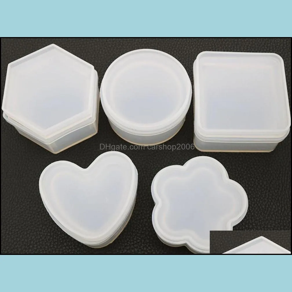 New Dining Box Resin Outivity Jewelry Box Molds Hexagon Epoxy Silicone Resin Mold Storage Box Mould for Making Resin Crafts