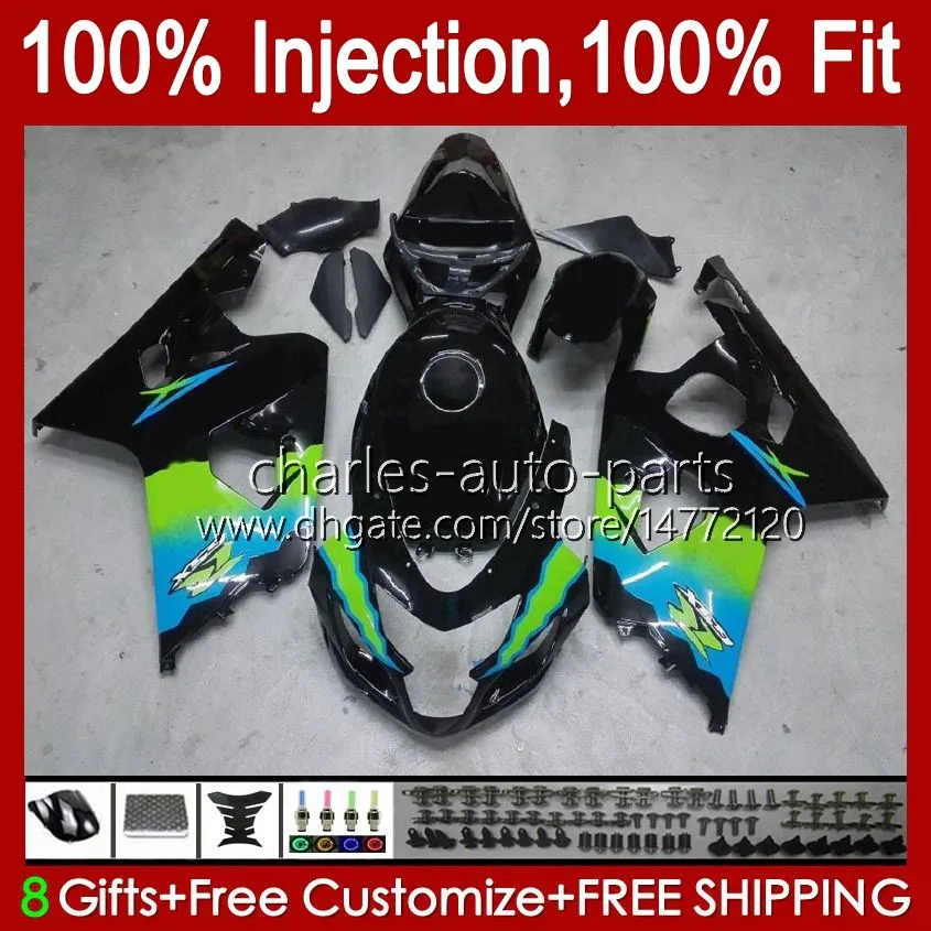 Body Injectievorm voor Suzuki GSXR-750 GSXR 750CC 600CC 750 600 CC 2004 2005 43 NO.29 GSXR600 GSXR750 K4 04 05 GSXR-600 GSX-R750 2004-2005 OEM Fairing Kit Zwart Glanzend