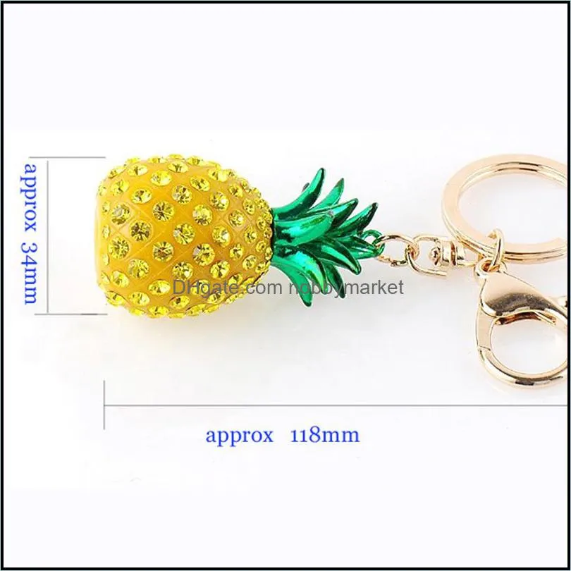 Creative Jewellery Luxury Rhinestone Pineapple Key Rings for Women Bag Buckles Car Key Keychain Fashion Accessories Birthday Gifts