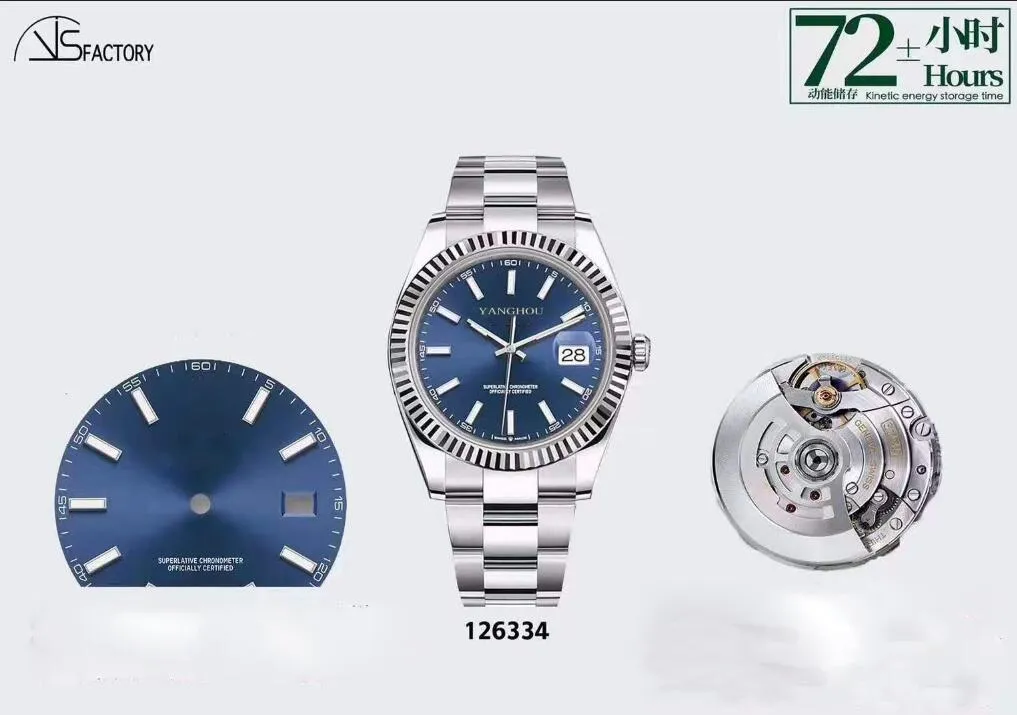 41 mm horloge heren blauw grijs zilver automatisch Cal 3235 Eta horloges VS Factory 904L stalen jubileumarmband heren 126334 rhodium VSF Wris339t