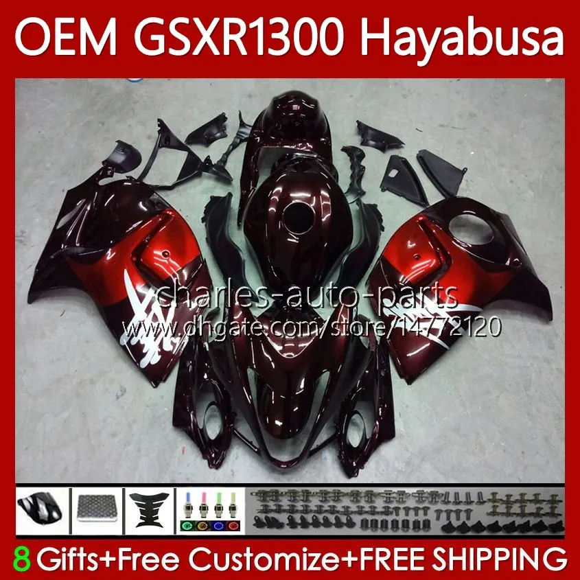 Injectielichaam voor Suzuki Hayabusa GSXR-1300 GSXR 1300 cc 2008 2019 77NO.93 GSX-R1300 GSXR1300 08 09 10 11 12 13 1300CC GSX R1300 14 15 16 17 18 19 OEM Fairing Wine Red BLK