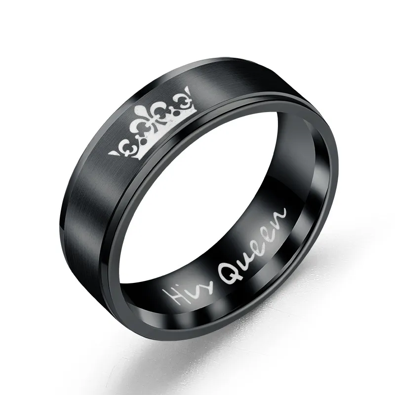Ringheart Crown Couple Rings - Matching His & Her Wedding Bands, 1ct CZ, Titanium Steel (Women's 6, Men's 8) - View #6