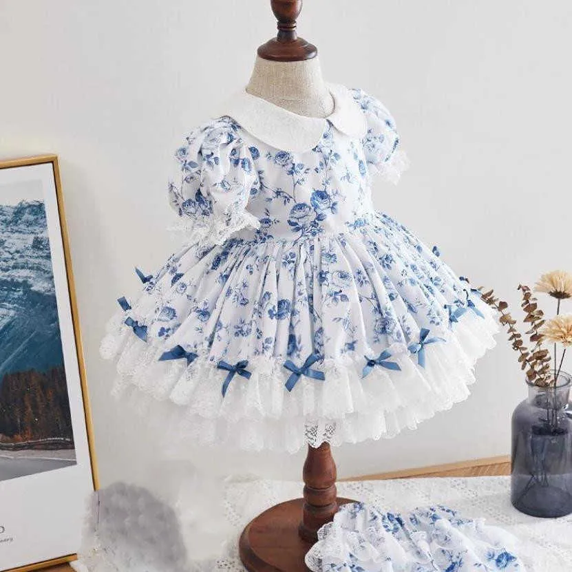 2pcs bébé vêtements été robe espagnole imprimer doux mignon turquie vintage princesse fille robes lolita pour 12m-6year y2925 Q0716