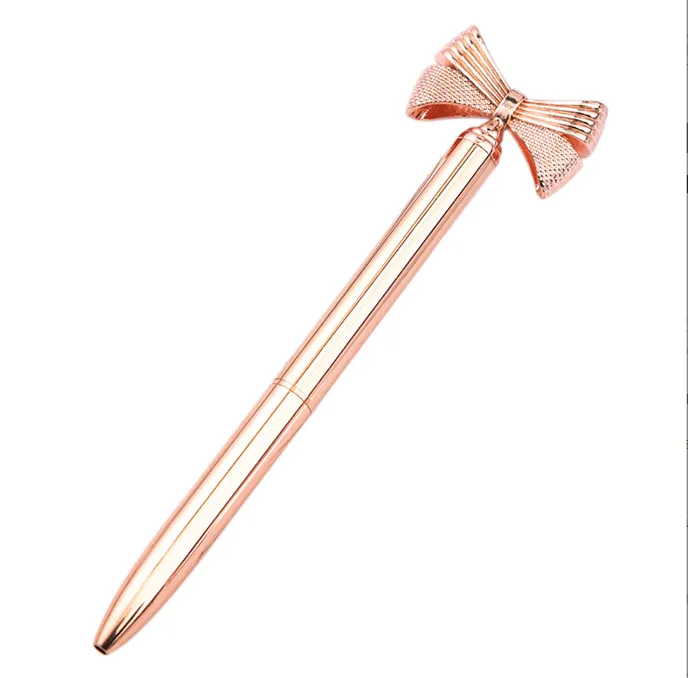 2022 Nouvelle Rose Gold Metal Brow Bowpoint Stylo Bureau De Mariage École École Fournitures Publicité Signature