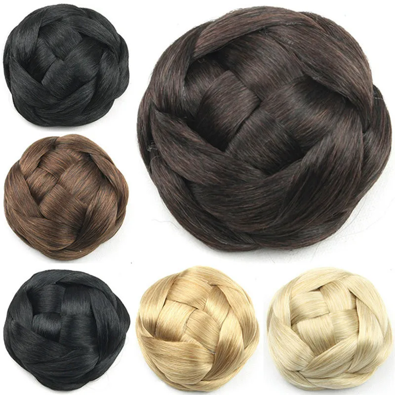 Chignons trançados do bun sintético simulando a atualização do extensão do cabelo humano para o festa diária e o penteado da noivaG660205-2