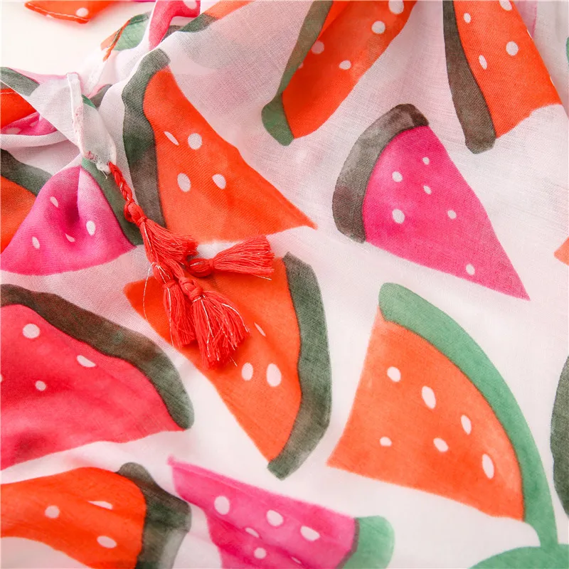 2021 Polyester Fashion Joker Joker Watermelon Scarf Aumelli da spiaggia di alta qualità Sciarve di vento nazionali donne Scialcini avvolgenti Stol6813942