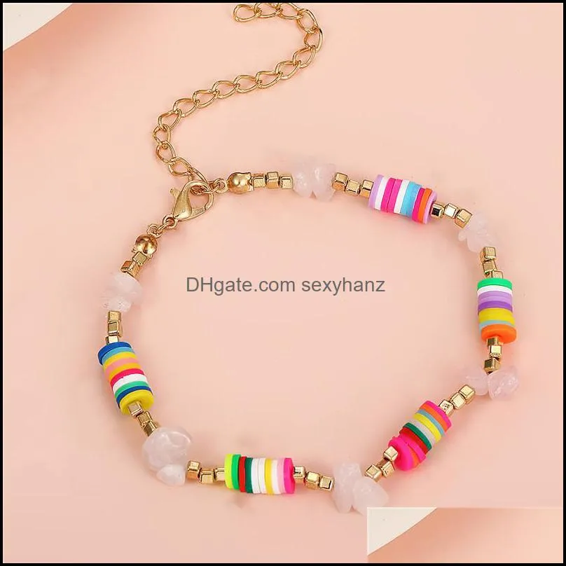 Collane con perline Pendenti Gioielli Estate Colorf Ghiaia Y Stile etnico Splicing Bracciali in lega Donne europee Vacanza Festa Regalo Catena Dr