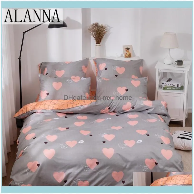 Alanna X series 3-4 Printed Solid bedding sets Home Bedding Set 4-7pcs High Quality Lovely Pattern with Star tree flower 201211