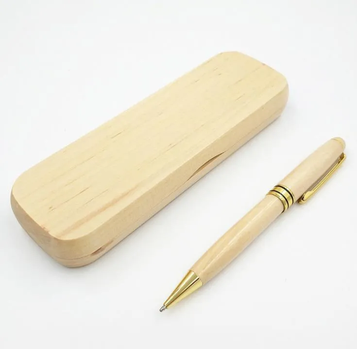Wood Ballpoint Pens and Wooden Box Set Business Gift Decoration Writing Office Pen Stationery Supplies SN2831
