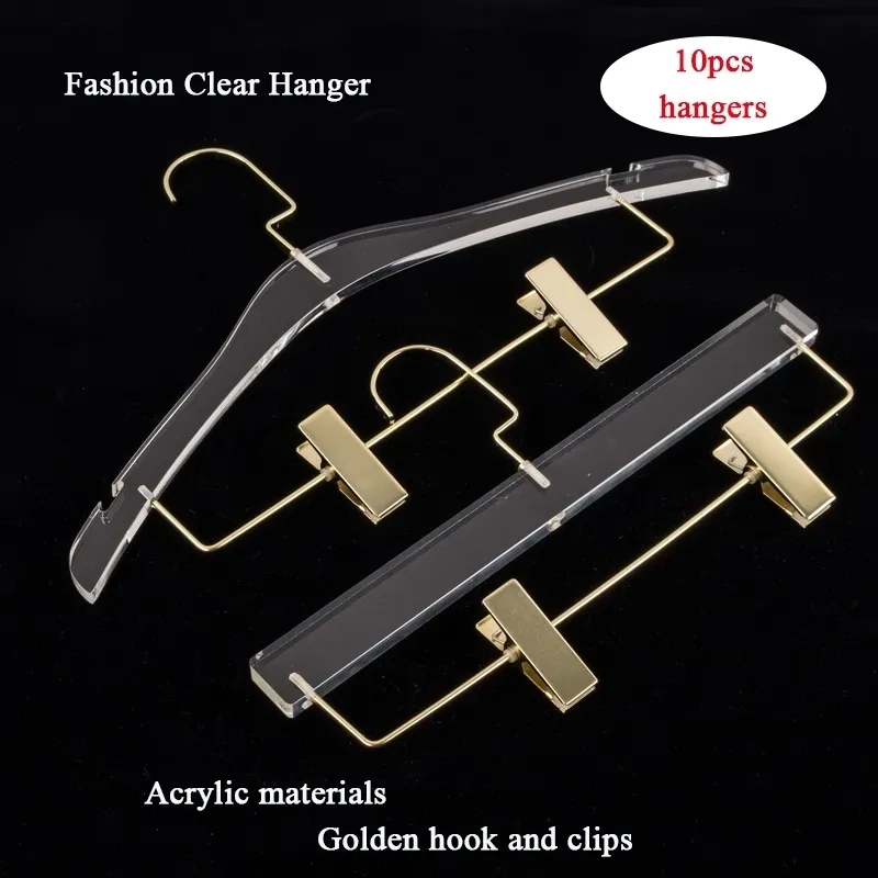 Transparent Fashion garment hangers 10pcs Household Wardrobe Storage Adult Bright Clear Plastic clothes hanger for DIY 210318