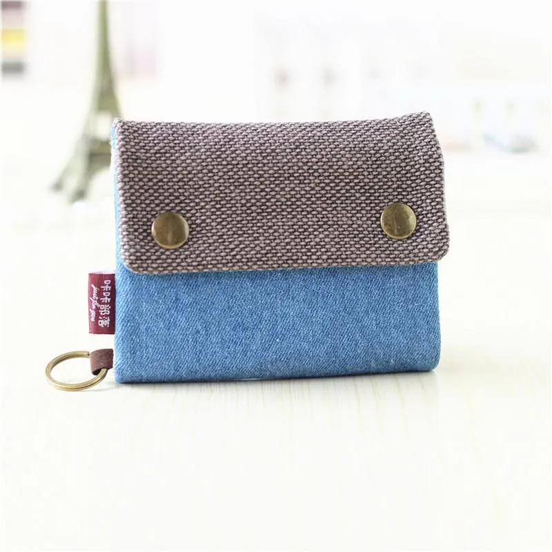 Wallets 2021 Women Large Capacity Gray Blue Ladies Denim Multi-function Wallet Mini Carteira Cotton Fabric Short