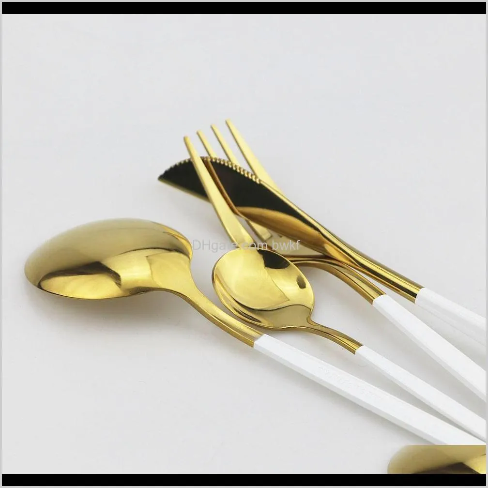 30pcs rose cutlery set 304 stainless steel dinnerware set dinnerware silverware flatware set dinner knife fork spoon des fork 201128