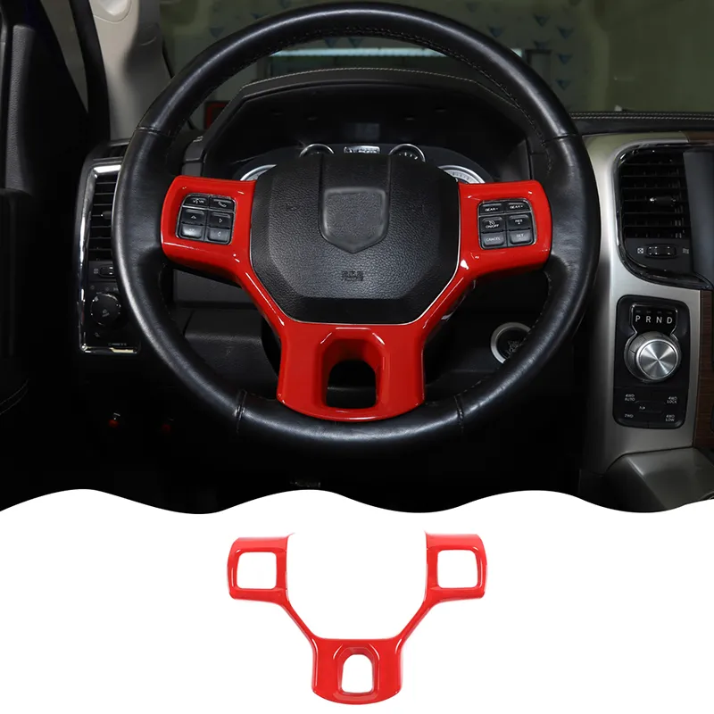 ABS Car Steering Wheel Trim Panel Dcoration for Dodge RAM 1500 2500 3500 10-17 Interior Accessories Red