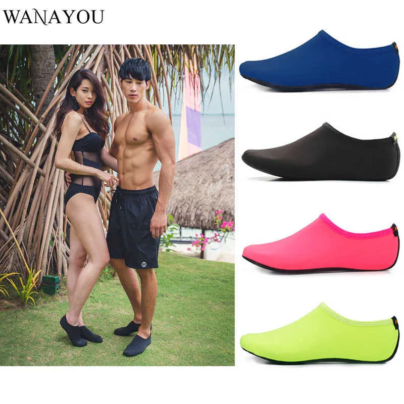 Wanayou Erkekler Kadınlar Işık Su Ayakkabı Katı Renk Yaz Aqua Plaj Ayakkabı Kaymaz Yüzme Sahil Sneaker Erkekler Için Çorap Y0714
