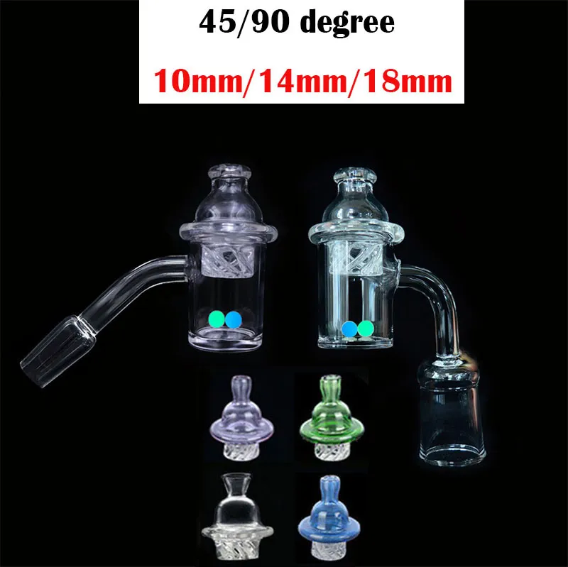 45/90 degree Flat Top Quartz Banger+Spinning Carb Cap + terp pearls with 10/14/18mm Male Female Thick Domeless banger nail for Dab Rig Bong