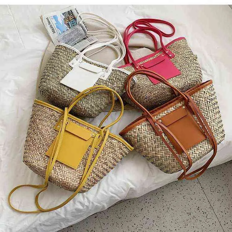 Bolso De Paja Para Mujer - Bolso De Hombro Tejido, Ideal Para Playa, Verano Y Salidas Casuales